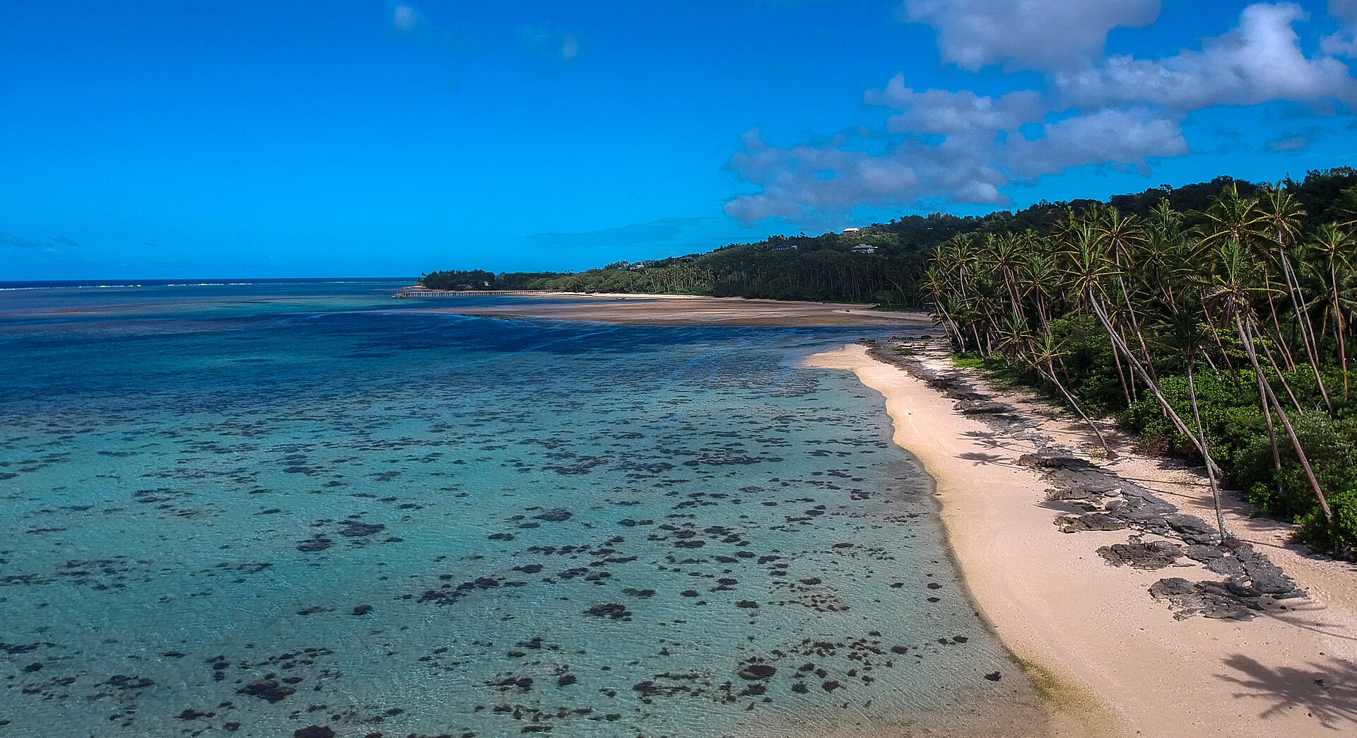 Palm beach and reef in the Fiji islands